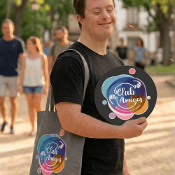 Hombre con abanico circulos
