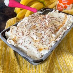 banoffee ice cream in loaf tin.