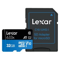 Карта памет Lexar® High-Performance 633x microSDHC™/microSDXC™ UHS-I, 32GB, черна-синя - 1