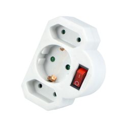 Адаптер с ключ Xmart 1 x Шуко и 2 x Евро гнезда, бял