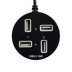 USB хъб Diva 4 порта, USB 2.0, Кръгъл дизайн, Черен