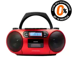 Аудио микросистема Aiwa BBTC-550RD, Bluetooth, CD, FM радио, Касетен дек, MP3 плейър, 2x3W, Червено на изплащане с 0% лихва и такси TBI Bank - 1