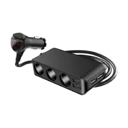 Разклонител за автомобилна запалка Diva CH43C добавящ 3 гнезда запалка, и 4 USB-A портове - 4