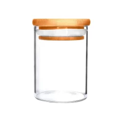 Стъклен буркан от боросиликатно стъкло с бамбуков капак MaxHome Bio Jar, 300ml