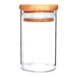 Стъклен буркан от боросиликатно стъкло с бамбуков капак MaxHome Bio Jar, 380ml
