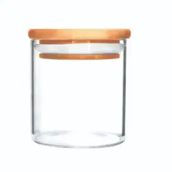 Стъклен буркан от боросиликатно стъкло с бамбуков капак. MaxHome BJ-6510 Bio Jar. Вместимост 250мл.