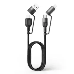 Xmart 4in1 е UCB-C кабел с два преходника USB-A и Lightning, за лесно и бързо зареждане на различен вид дигитални устройства - 1