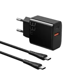 Зарядно устройство за зареждане на смартфони и таблети Xmart USB-C, USB-A с 33W мощност. В комплект с кабел. Черно - 3