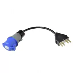 Адаптер за зареждане Трифазен 25A БДС към Евро контакт 32А, Син - 1