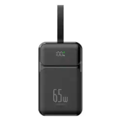 Черна Преносима батерия с LED дисплей, голям капацитет 20000 mAh и 65W мощност на зареждане. Подходяща за смартфони, таблети и някои лаптопи - 2