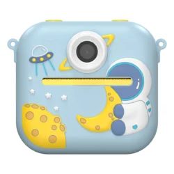 Фотоапарат играчка с термален принтер Xmart P9. Всяко дете може да заснеме видео и снимка през двете вградени камери и веднага да разпечата забавно копие на хартия. Защитен кейс син астронавт - 1