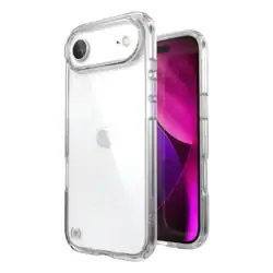 Здрав прозрачен калъф Speck Presidio Clear за iPhone 17 Air, които ще предпази при изпускане корпуса, камерите, дисплея и бутоните на устройството. Не пожълтява - 6