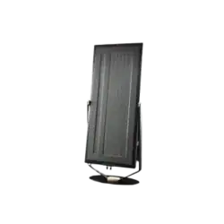 Panneau Diptyque Audio dp107 de première génération, de couleur anthracite avec pied en métal noir et base ovale surplombée d'un cache amovible en bois