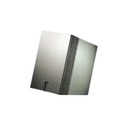 Vue artistique de l'amplificateur mono Trilogy Audio 995R qui semble reposer sur son coin arrière gauche