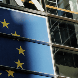 The European Union flag on the side of some commercial property post-brexit