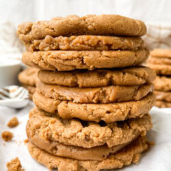 stack of three peanut butter cookie sandwiches