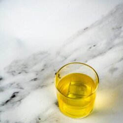spiked chai drink on a marble background