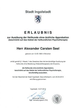 Alexander Seel ist Heilpraktiker für Psychotherapie Alexander Seel ist Heilpraktiker für Psychotherapie