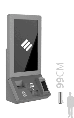 Terminal EXO T27 V para autogestión en un local comercial, optimizando procesos y mejorando la experiencia del usuario.