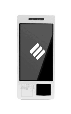 Terminal EXO T27 V para autogestión en un local comercial, optimizando procesos y mejorando la experiencia del usuario.