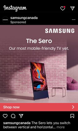 Instagram feed ad size example from Samsung