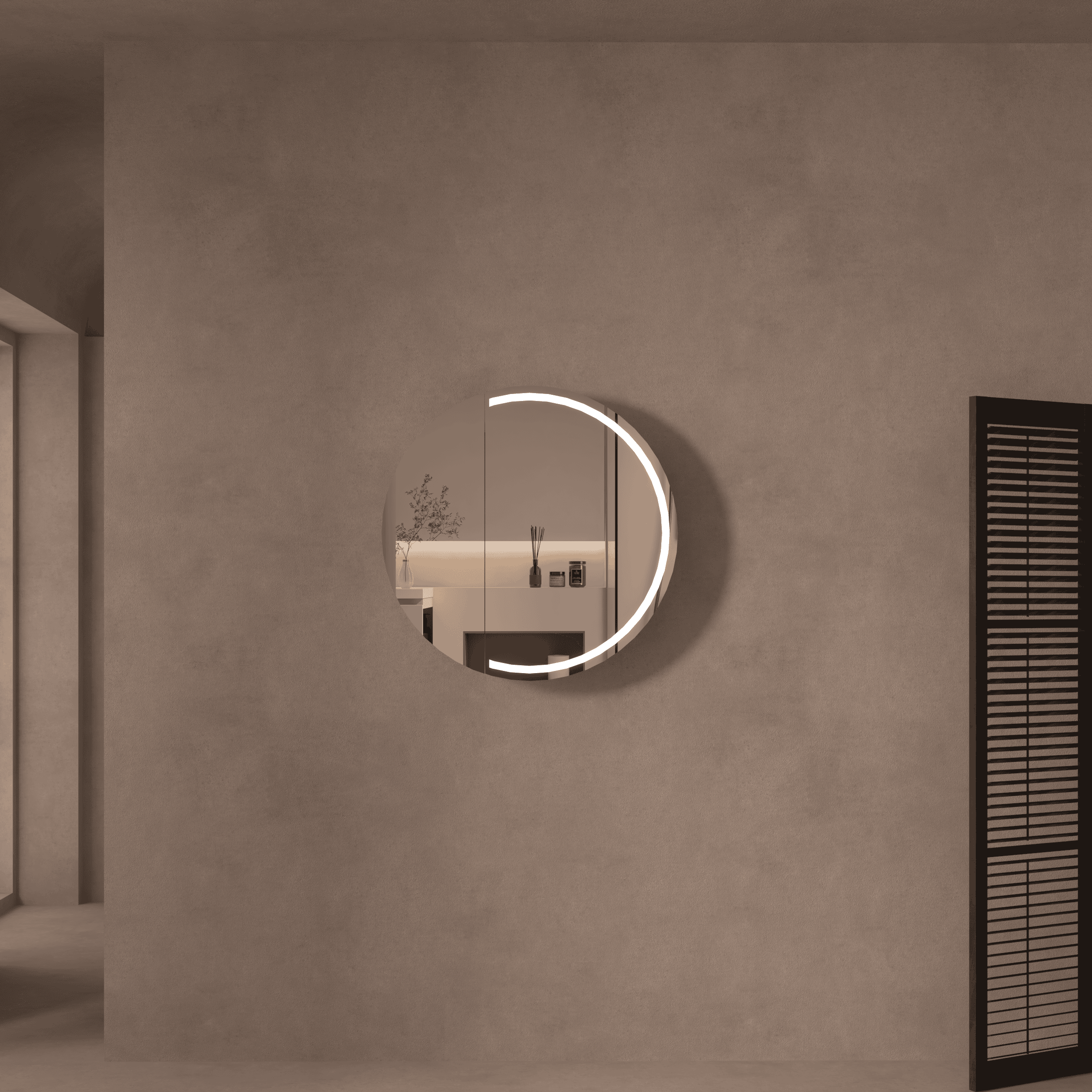 CARYSIL Orbit Series Round 800x800mm Matte White LED Shaving Cabinet
