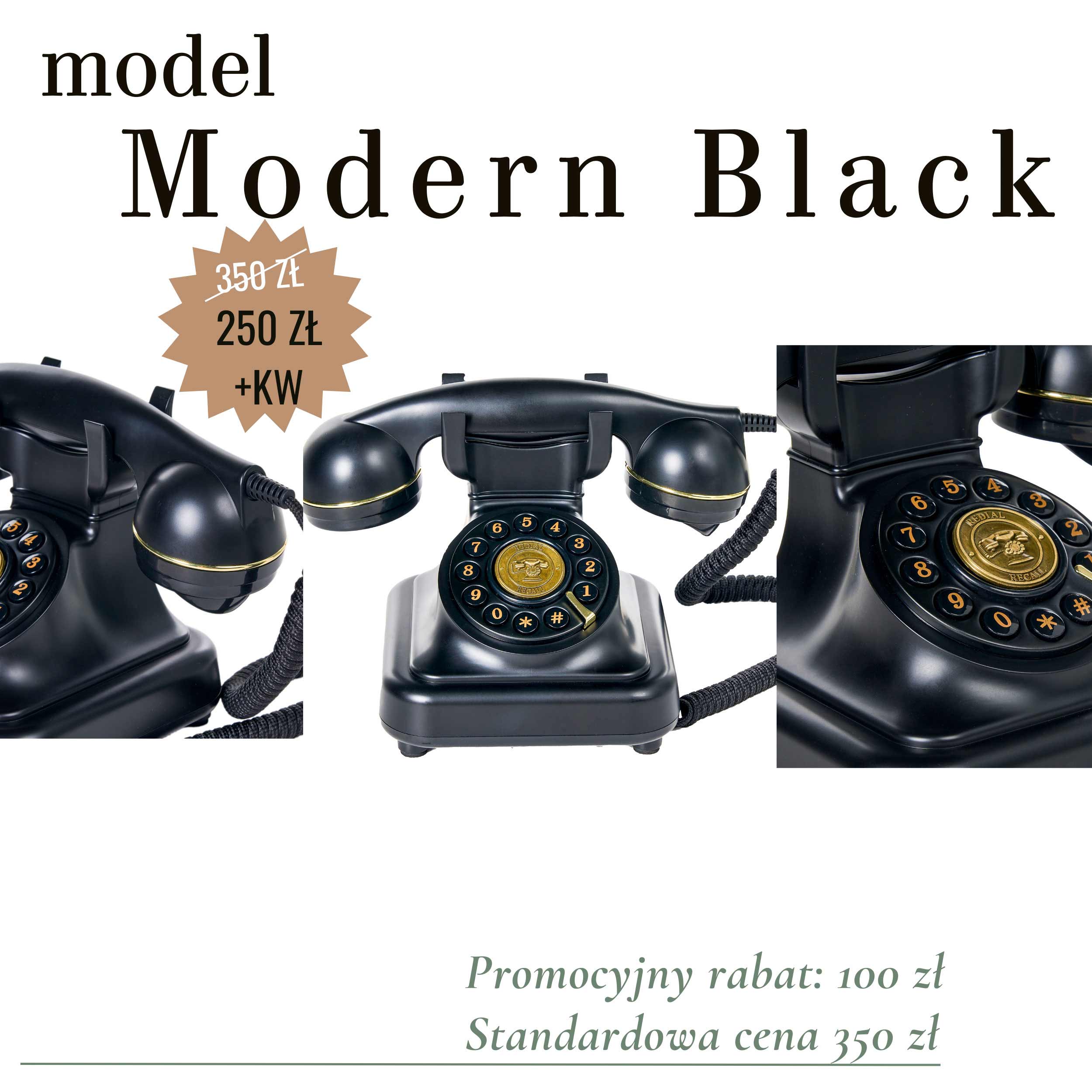 Nowoczesna audio księga gości Modern Black – minimalistyczny czarny telefon życzeń na wesela w stylu loft i modern.