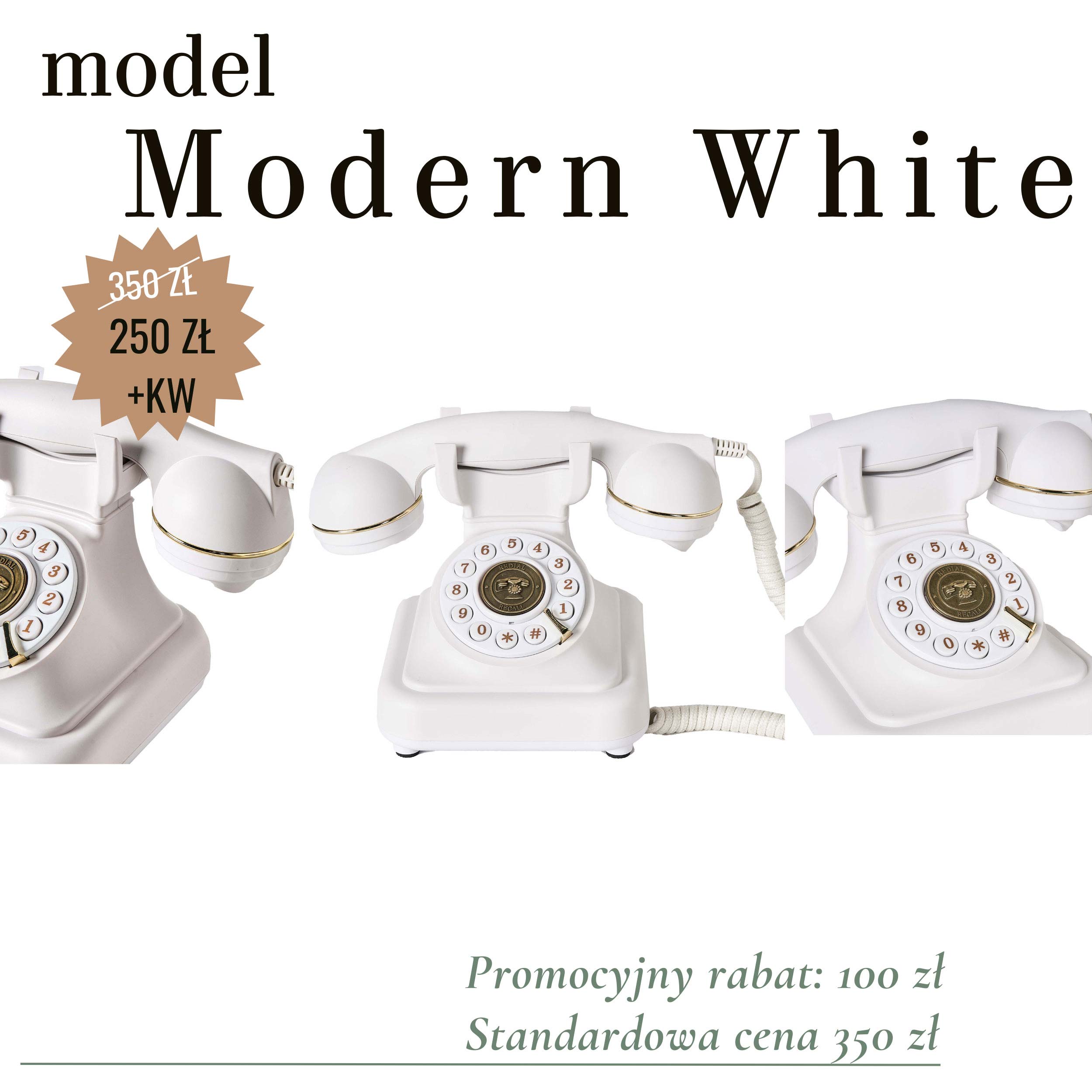 Telefon życzeń Modern White – designerska audio księga gości o nowoczesnym wyglądzie, idealna do jasnych sal weselnych