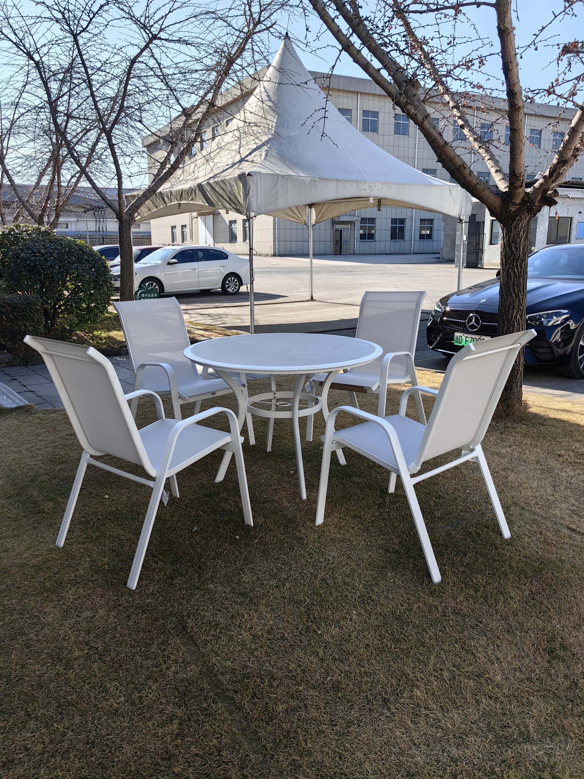 set muebles jardín aluminio blanco