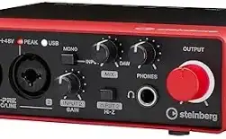 Steinberg UR22C 2x2 USB 3.0 Audio Interface with Cubase AI and Cubasis LE, Red