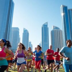 People exercising outdoors in Dubai