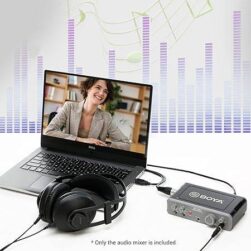 Decdeal BY-AM1 Dual-Channel Audio Mixer USB Audio Interface with 6.35mm/XLR Combo Inputs 6.35mm Headphone