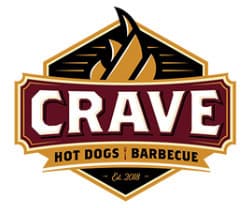 CRAVE hot dogs and barbeque franchise logo