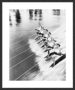 Row of Women Water Skiing - 10cm Mount Board