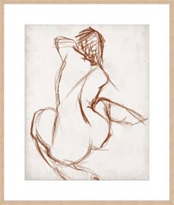 Rust Charcoal Nude Study I - 10cm Mount Board Box Natural