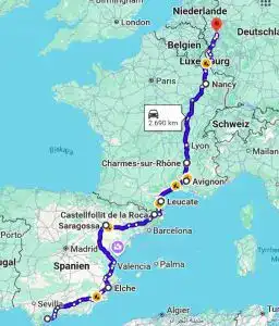 Autoreise Costa del Sol nach Deutschland