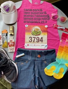 flat lay grandma's marathon