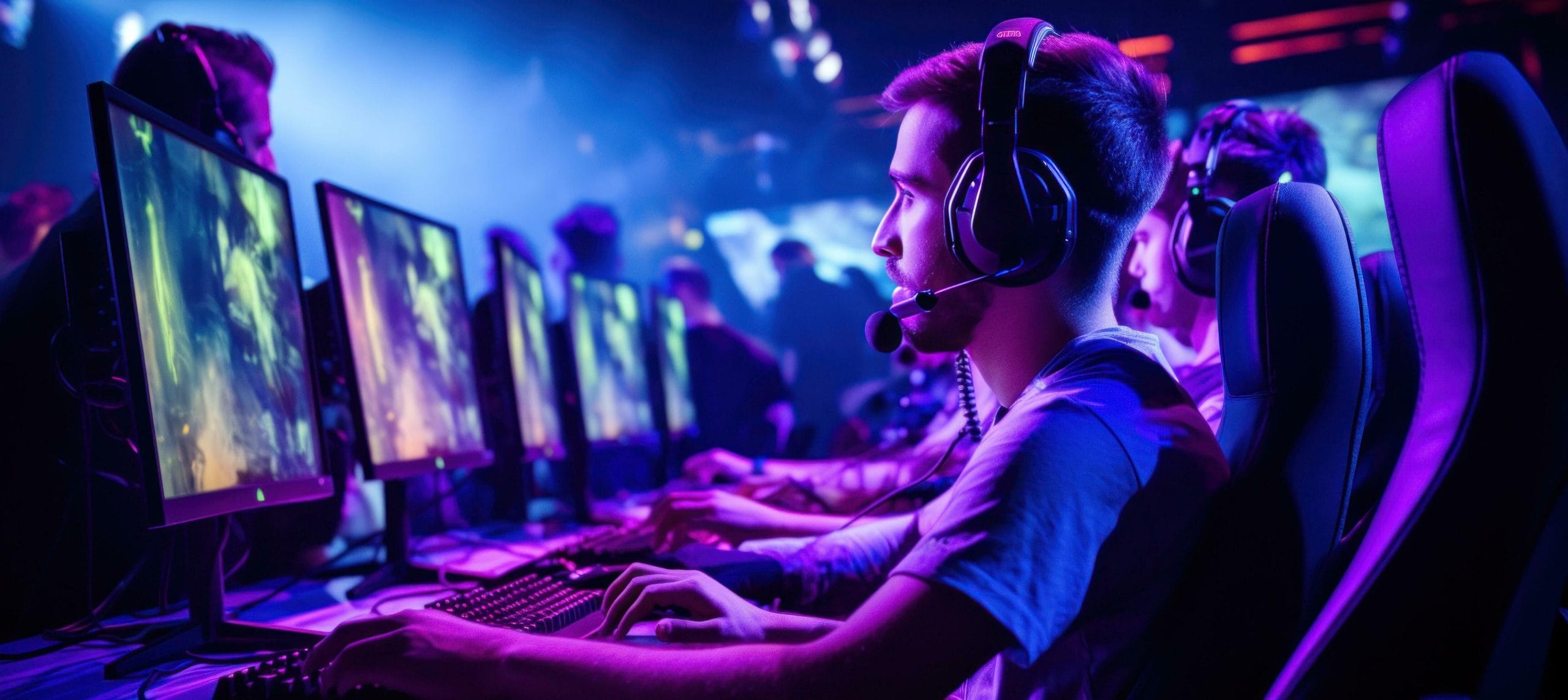 Players competing at a live esports event — video game launch PR