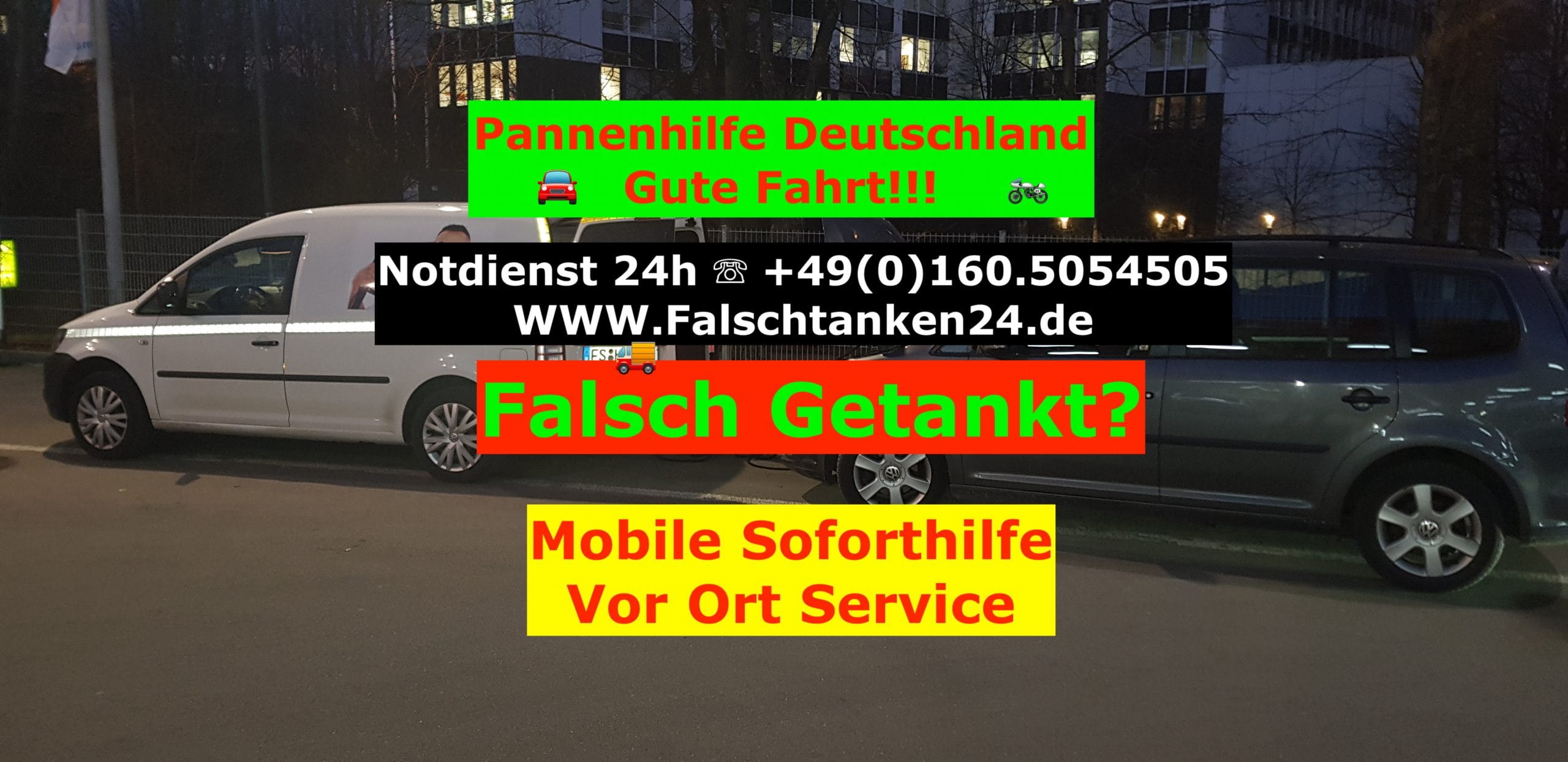 falsch getankt Werbung mit Telefonnummer 01605054505 Auto Pannenhilfe 24h Notdienst Mobil