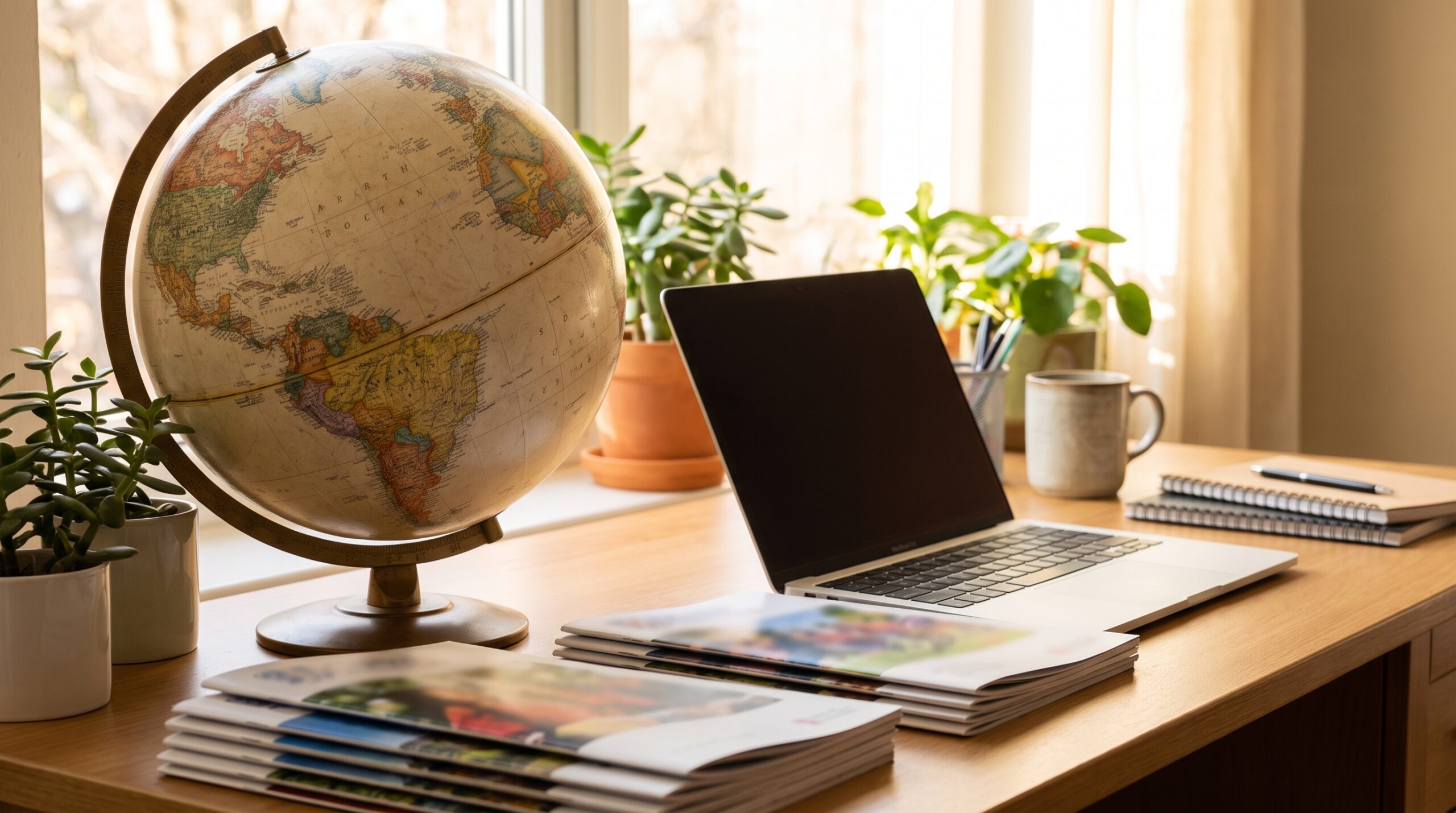 World map with university materials, representing fully funded scholarships by country for international students
