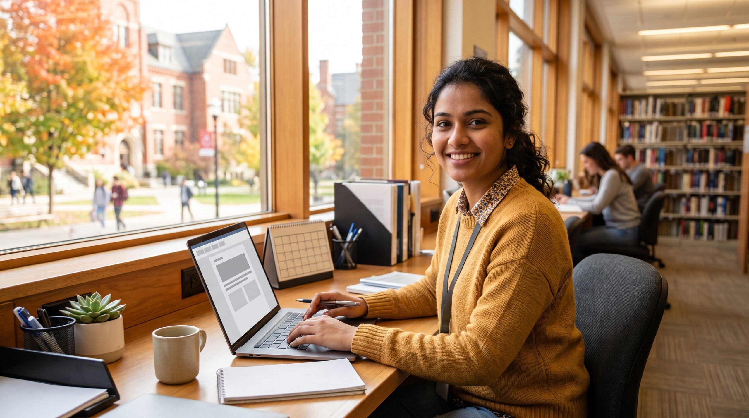 International student working part-time on campus through the University of Manitoba Work-Study Program