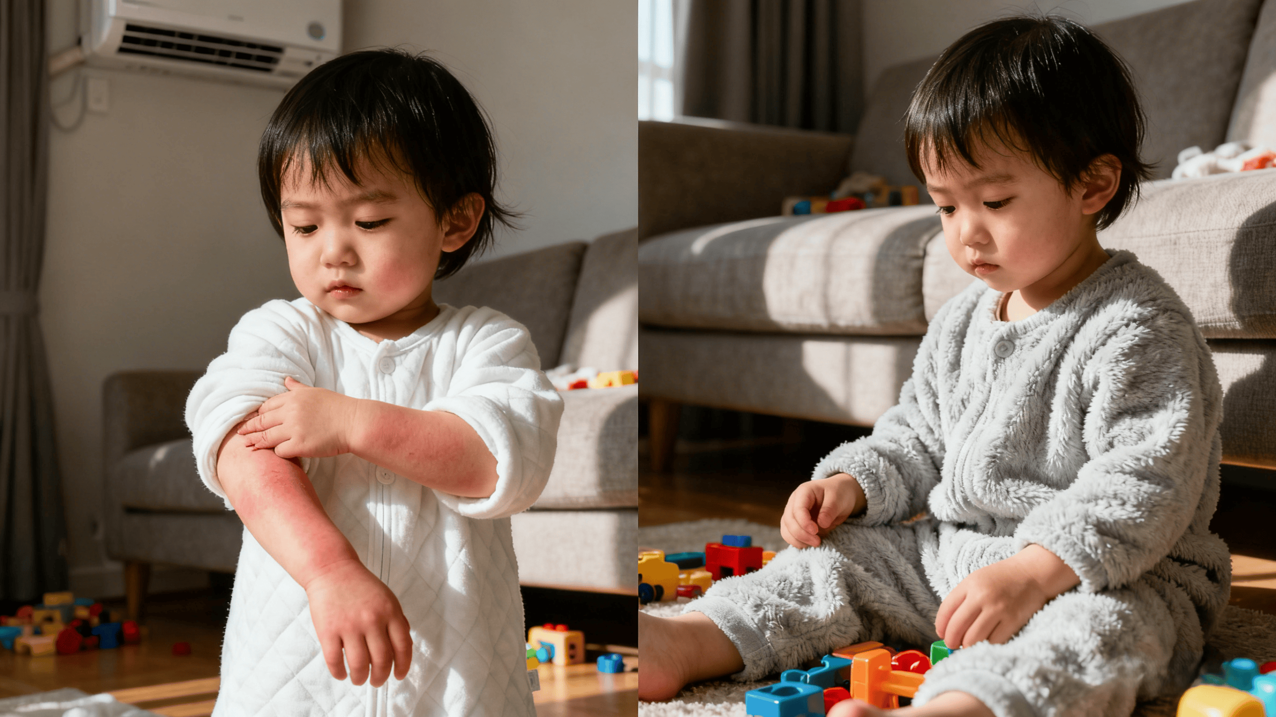 Toddler skin reaction comparison cashmere vs cotton clothing