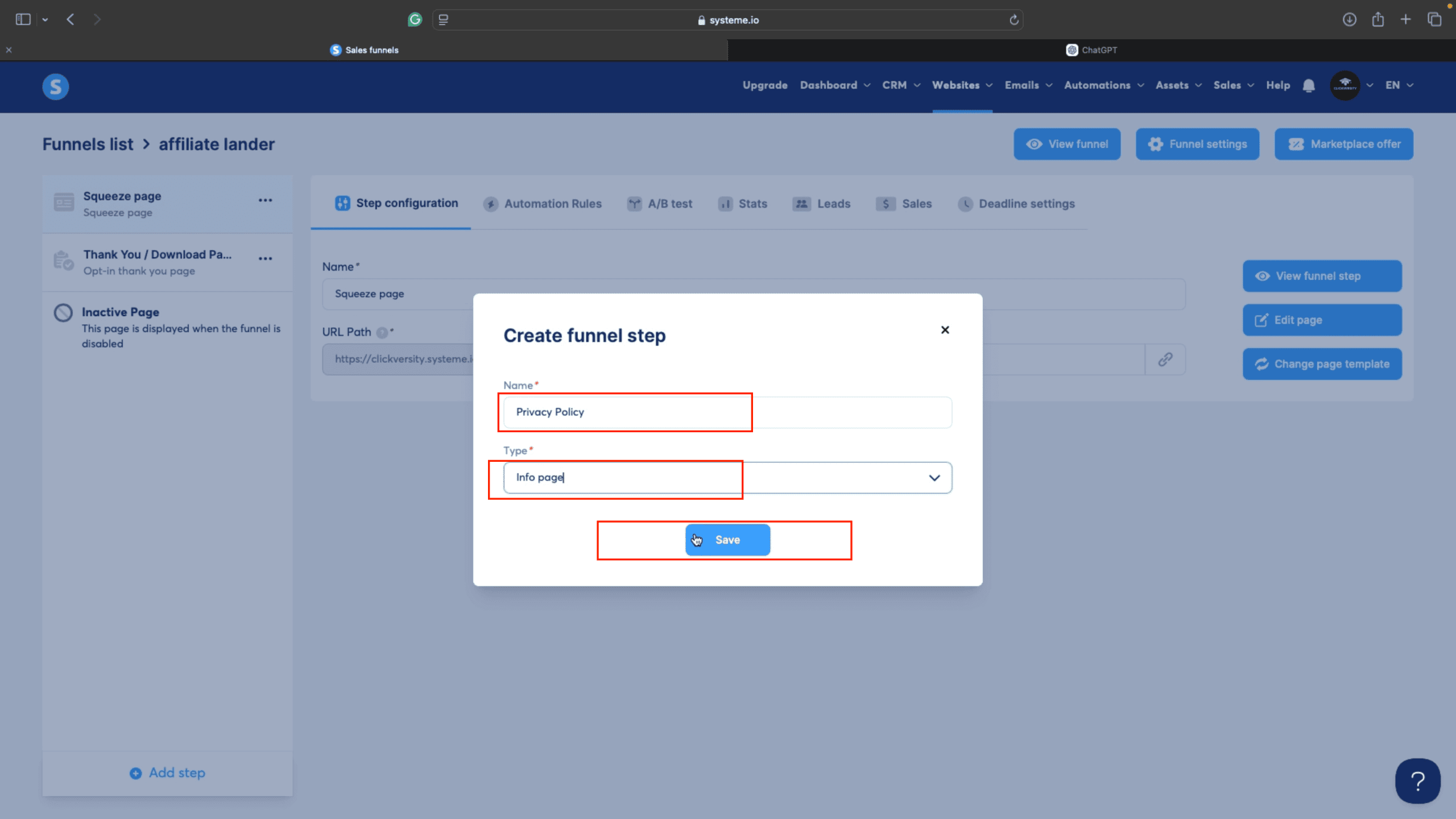 Naming the Page and Selecting Page Type