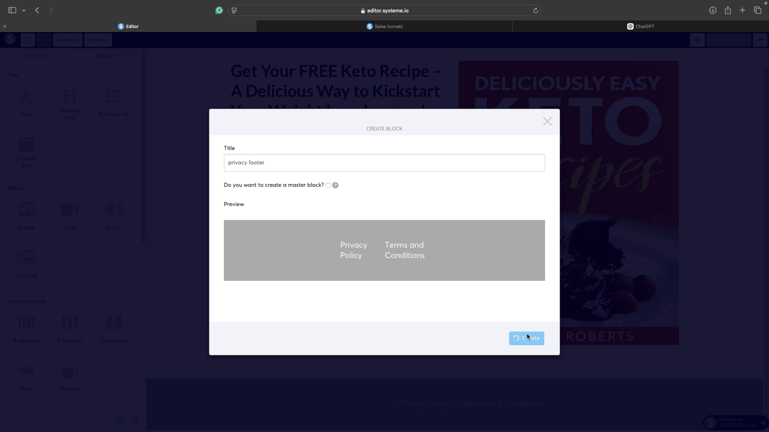 Saving the Footer as a Reusable Block