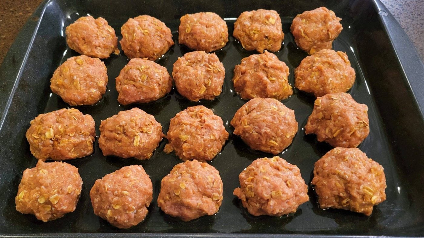 Roasted Garlic Soy Sauce Meatballs ready to go in the Oven! soy sauce meatballs - Dining in with Danielle