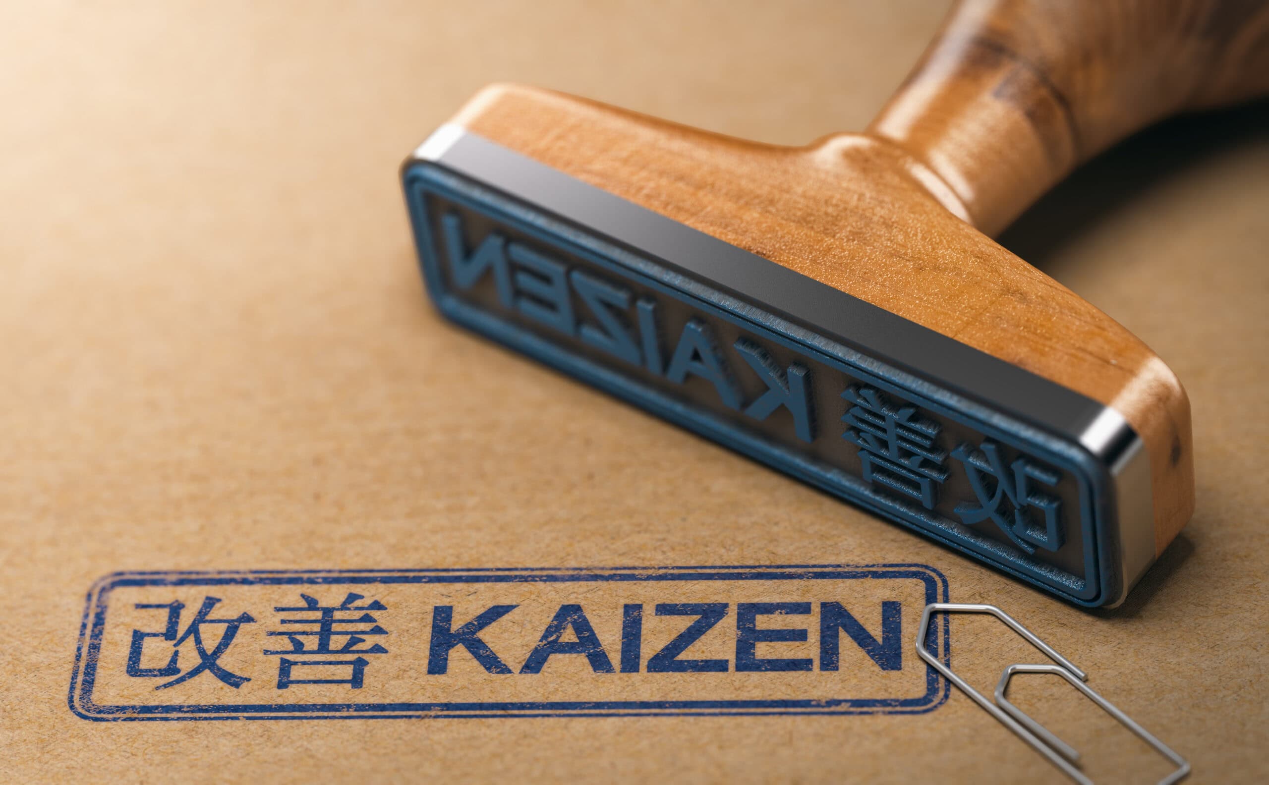 Kaizen Word, Continuous Improvement and Lean Manufacturing - Leanspecialisten Bild på Kaizen-stämpel.