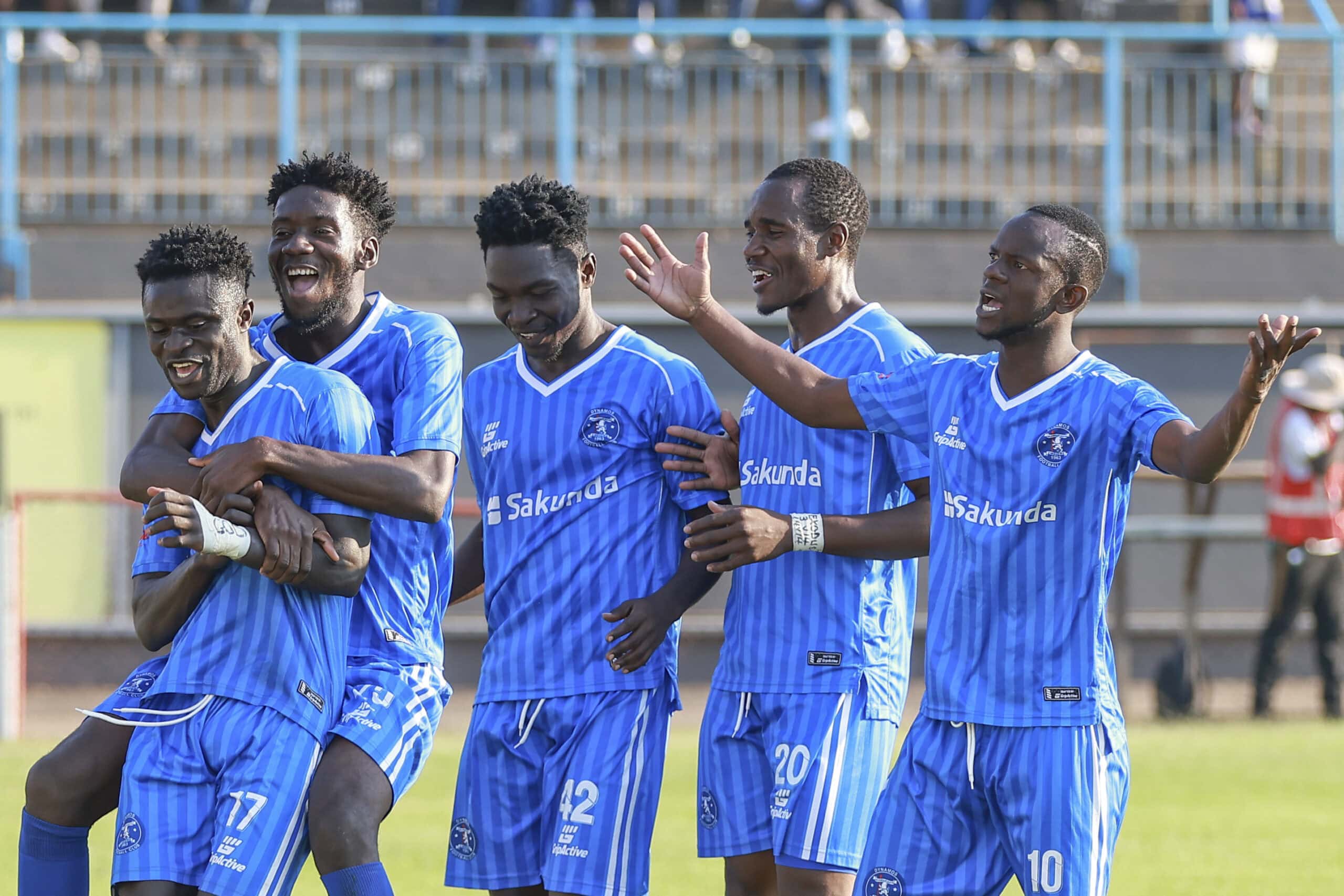 Dynamos FC celebrating a goal at Rufaro stadium