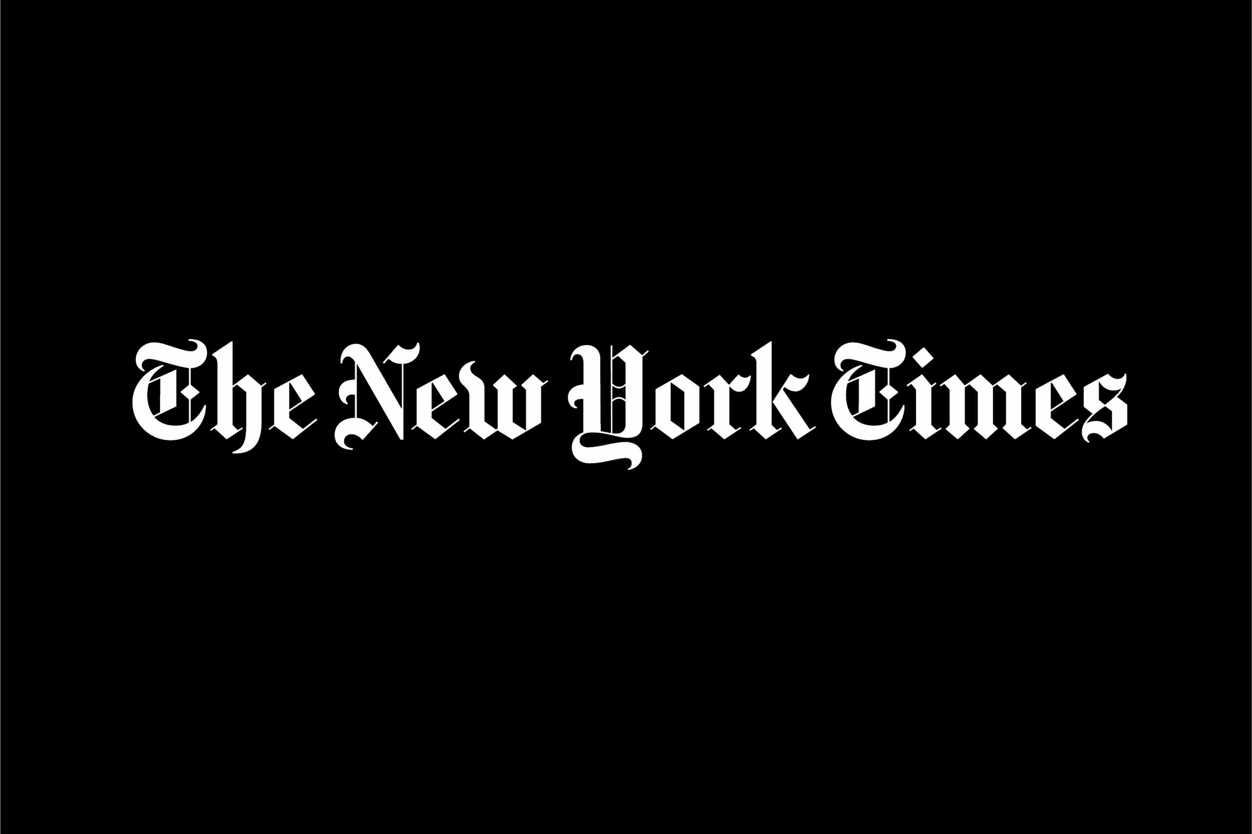The New York Times logo on black background.