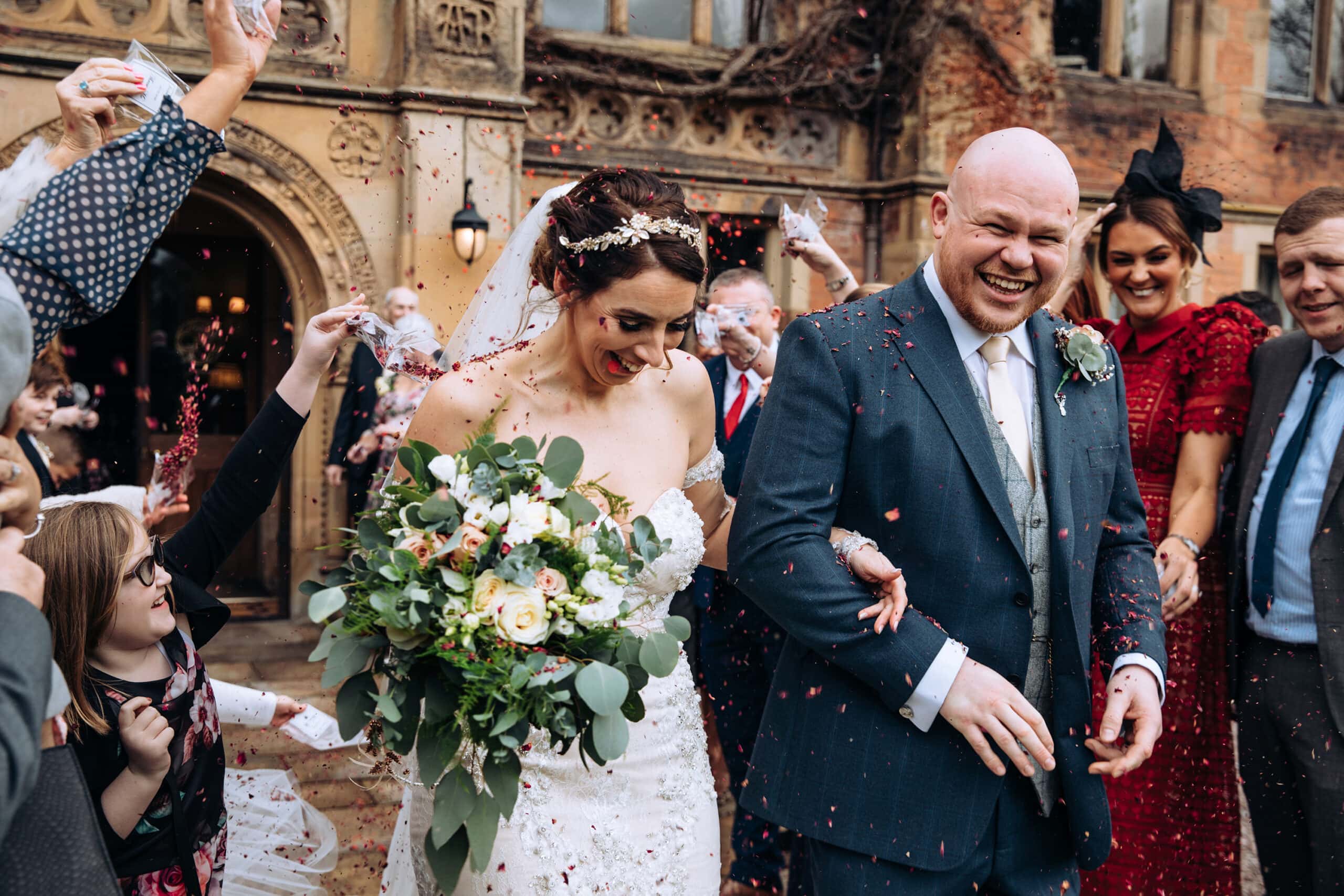 Wedding Photographer Manchester Bride and Groom with Confetti
