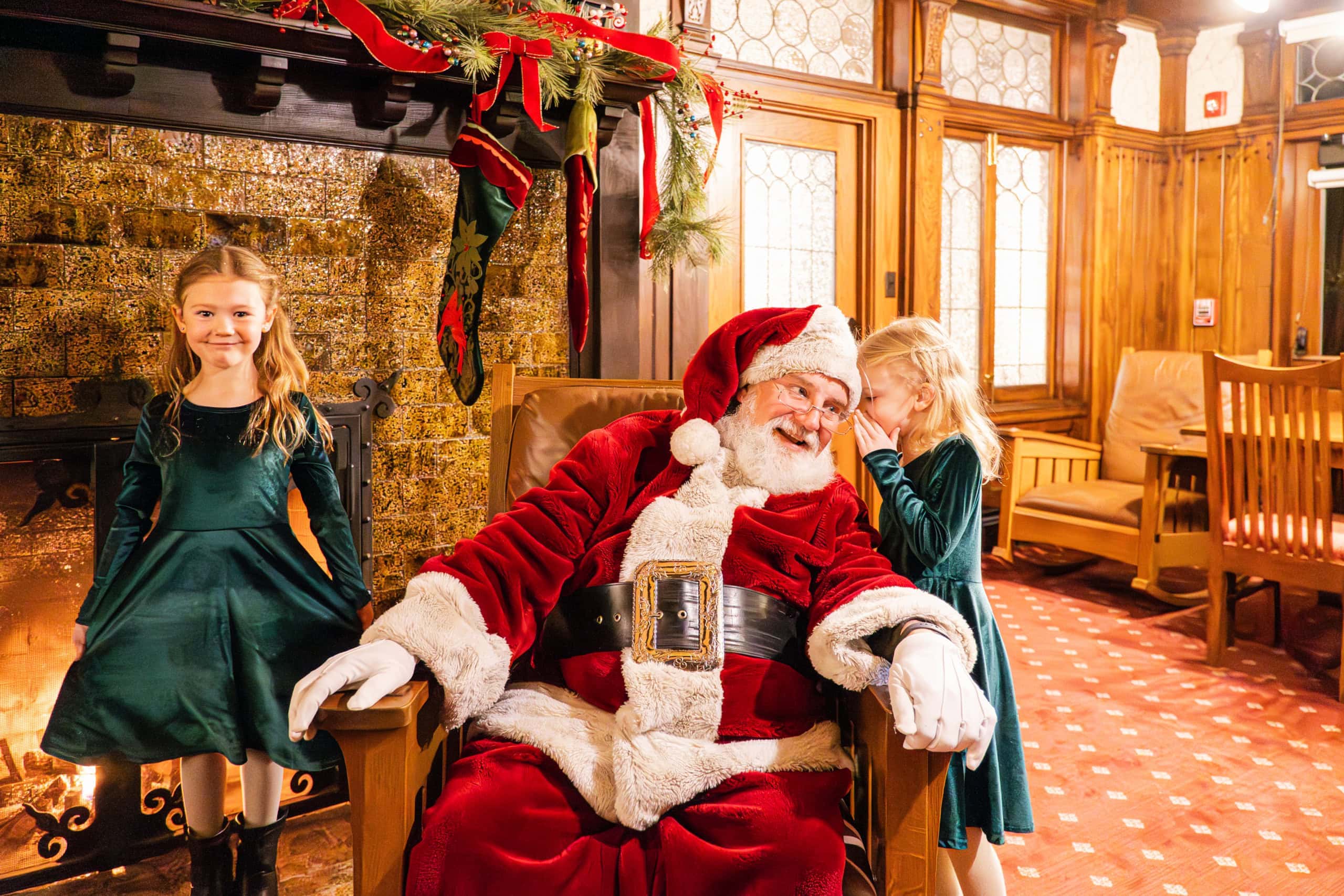 Children Posing with Santa Clause at Mohonk Mountain House